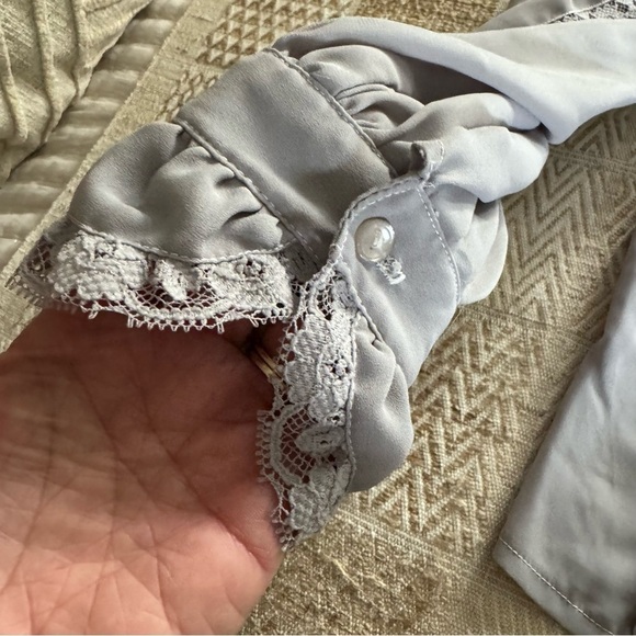 Vintage Sheer Ruffle High Neck Lace Blouse - Picture 4 of 9